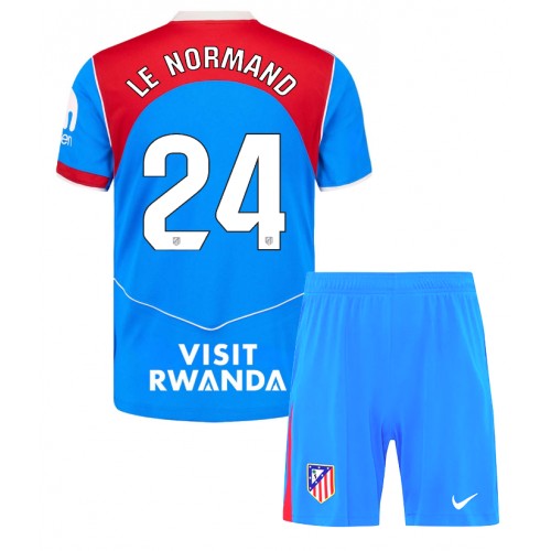 Stroje piłkarskie Atletico Madrid Robin Le Normand #24 Koszulka Trzeciej dla dzieci 2025-26 Krótki Rękaw (+ szorty)